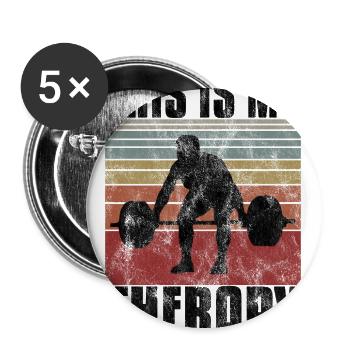 Bodybuilding is my therapy Bpdybuilder GYM Retro - Buttons groß 56 mm (5er Pack) - Weiß - Vorne