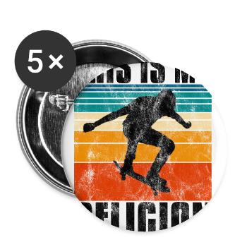 Le skateboard est ma religion Skateboard Skate sk8 - Lot de 5 grands badges (56 mm) - blanc - Devant