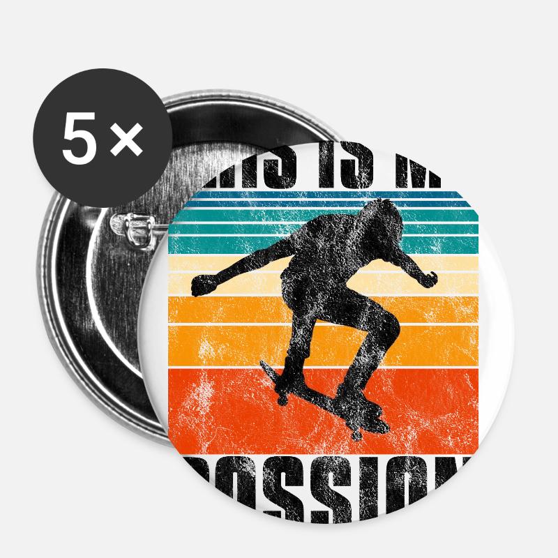 This is My Passion Skateboard Skateboarder Skate - Buttons large 2.2''/56 mm (5-pack) - white