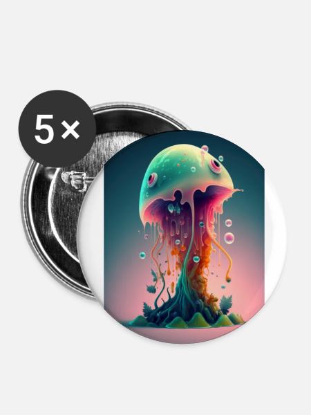 Zombie Frozen - Buttons groß 56 mm (5er Pack) - Weiß