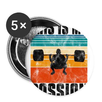 C’est ma passion Musculation Bodybuilder GYM - Lot de 5 grands badges (56 mm) - blanc - Devant