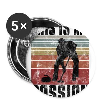 Curling is my Passion Curler Eisstockschießen - Buttons groß 56 mm (5er Pack) - Weiß - Vorne