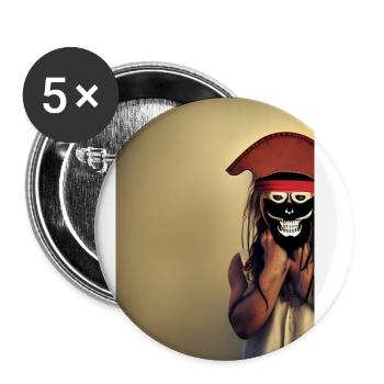 Pirate with red hat - Buttons large 2.2''/56 mm (5-pack) - white - Front
