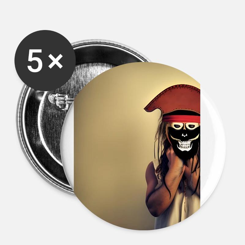 Pirate with red hat - Buttons large 2.2''/56 mm (5-pack) - white