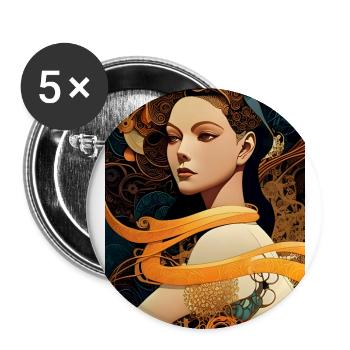 Naina - Geometrisch mechanischer Kunst Stil - Buttons groß 56 mm (5er Pack) - Weiß - Vorne