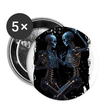 Danser les cybersquelettes - Horreur surréaliste - Lot de 5 grands badges (56 mm) - blanc - Devant