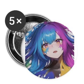 Anime Girl Paint Splash - Buttons groß 56 mm (5er Pack) - Weiß - Vorne