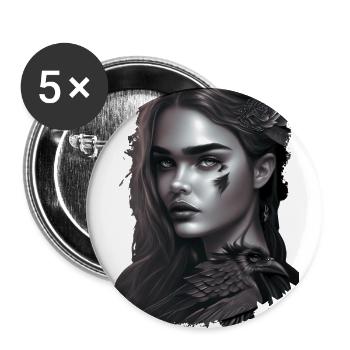 fantasy girl dark black and white - Buttons groß 56 mm (5er Pack) - Weiß - Vorne
