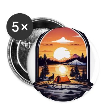 Camping Zeit - Buttons groß 56 mm (5er Pack) - Weiß - Vorne