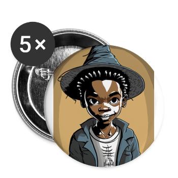 Scary Kid Wearing a Witch Hat - Buttons large 2.2''/56 mm (5-pack) - white - Front