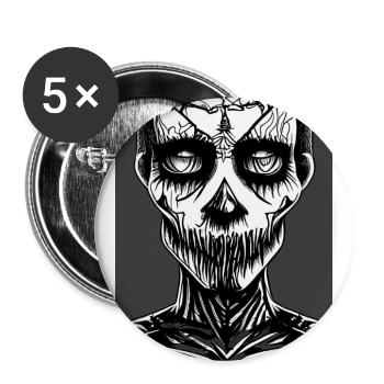 Scary Black and White Face with Horrible Mouth - Buttons large 2.2''/56 mm (5-pack) - white - Front