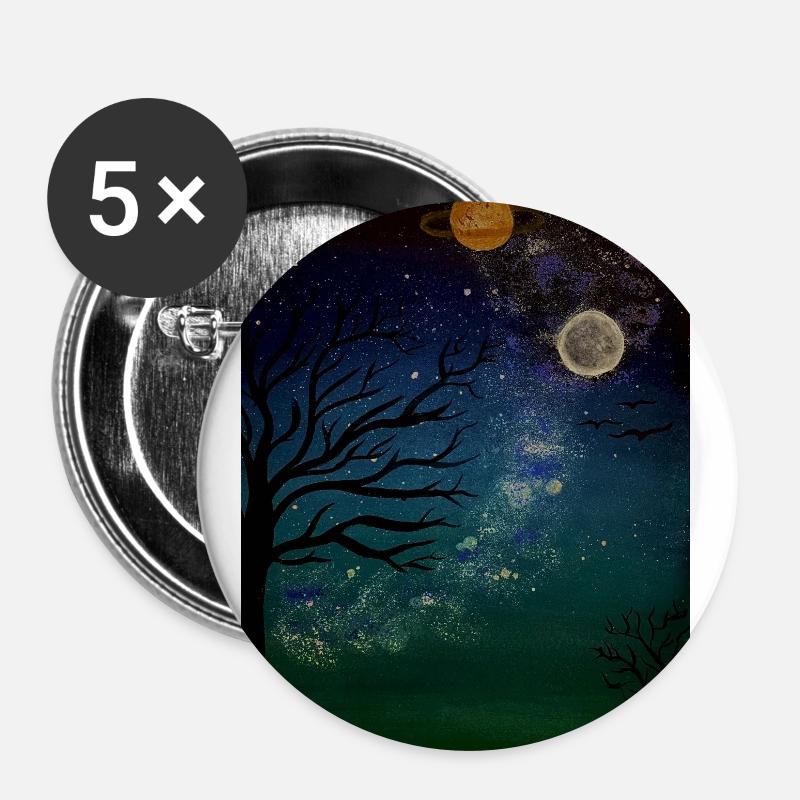 Starry Night - Buttons large 2.2''/56 mm (5-pack) - white