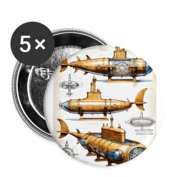 Submarine #2 - Buttons large 2.2''/56 mm (5-pack) - white - Front