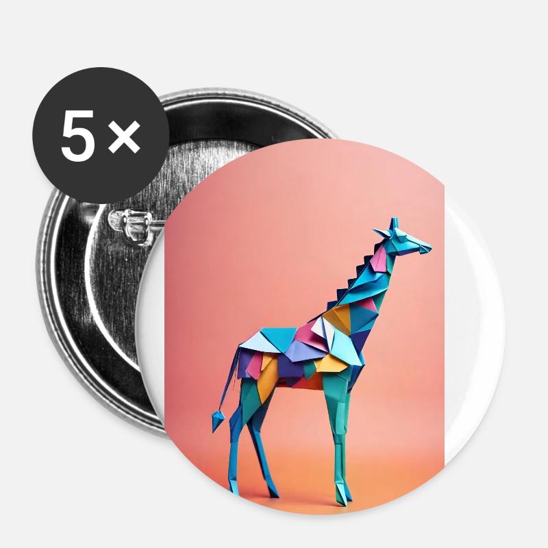 Origami Giraffe - Buttons large 2.2''/56 mm (5-pack) - white