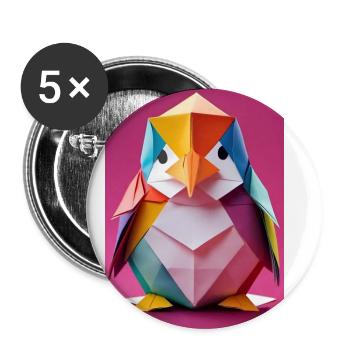Baby-Pinguin - Buttons groß 56 mm (5er Pack) - Weiß - Vorne