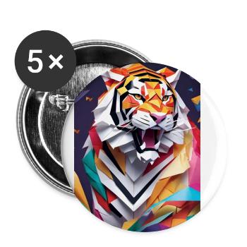 König des Dschungels - Brüllender Tiger - Buttons groß 56 mm (5er Pack) - Weiß - Vorne