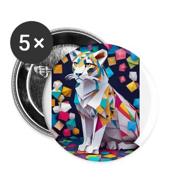Arktische Eleganz: Die Anmut eines Schneeleoparden - Buttons groß 56 mm (5er Pack) - Weiß - Vorne