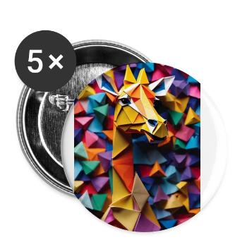 Origami Giraffe - Buttons groß 56 mm (5er Pack) - Weiß - Vorne