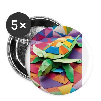 Rainbow Shell - Origami Turtle - Buttons large 2.2''/56 mm (5-pack) - white - Front