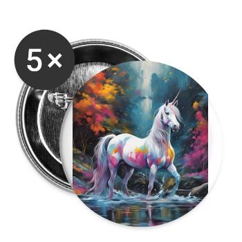 Une Licorne avec des taches de couleurs - Lot de 5 grands badges (56 mm) - blanc - Devant