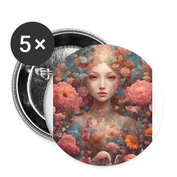 Young Woman in Bloom - Buttons large 2.2''/56 mm (5-pack) - white - Front