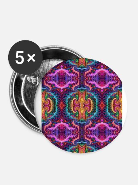Buntes fraktales Muster - Buttons groß 56 mm (5er Pack) - Weiß