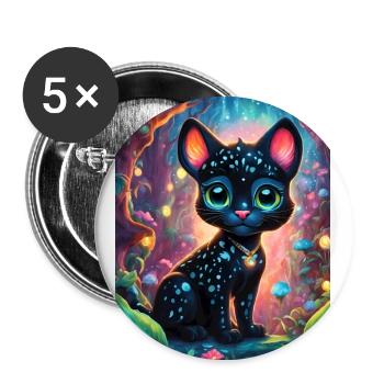 A cute little chibi panther - Buttons large 2.2''/56 mm (5-pack) - white - Front