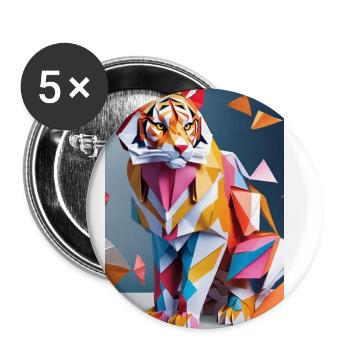 Royal Stripes: Majestic Tiger Unleashed - Buttons large 2.2''/56 mm (5-pack) - white - Front