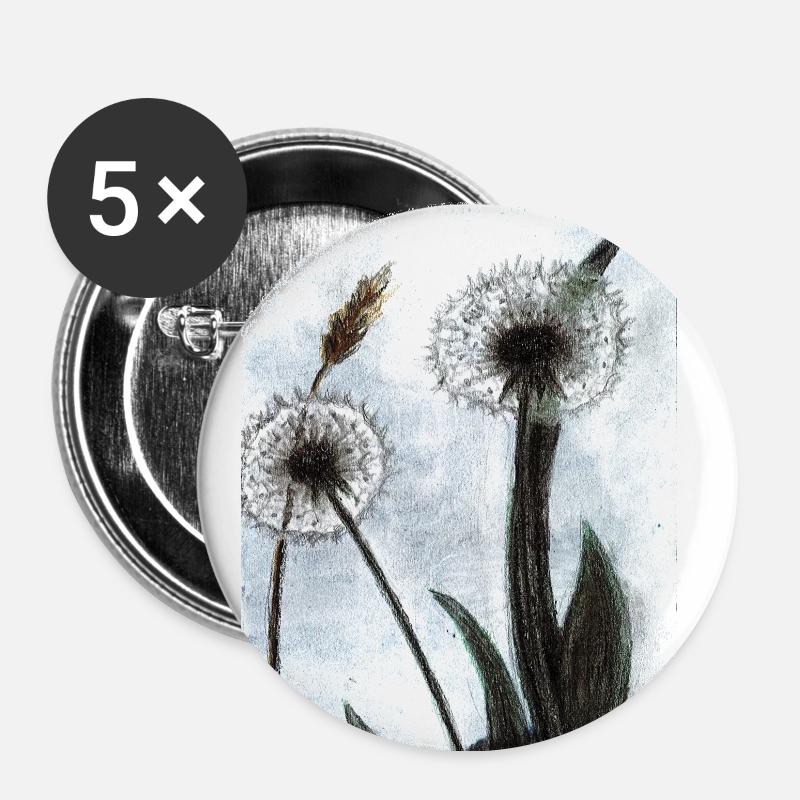Löwenzahn - Buttons groß 56 mm (5er Pack) - Weiß