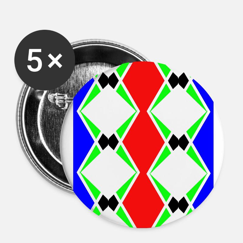 Multicolored unique design - Buttons large 2.2''/56 mm (5-pack) - white