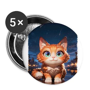 Süße Katze, die während der Apokalypse Spaß hat - Buttons groß 56 mm (5er Pack) - Weiß - Vorne