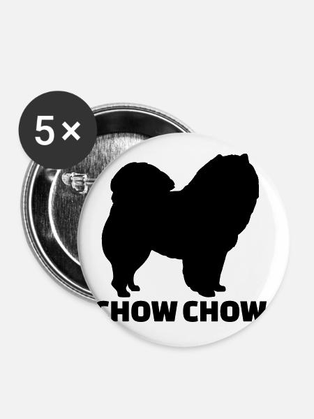 Chow Chow - Buttons groß 56 mm (5er Pack) - Weiß