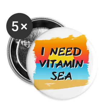 I need vitamin sea - Buttons large 2.2''/56 mm (5-pack) - white - Front