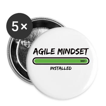 Scrum Agile Mindset Installed Projektmanagement - Buttons groß 56 mm (5er Pack) - Weiß - Vorne