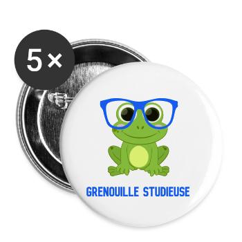 Studious frog. - Buttons large 2.2''/56 mm (5-pack) - white - Front