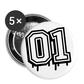 01 eins nummer 1 - Buttons groß 56 mm (5er Pack) - Weiß - Vorne