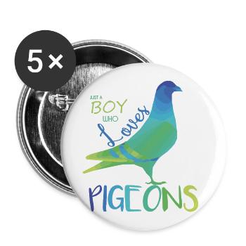 Colombe - Lot de 5 grands badges (56 mm) - blanc - Devant