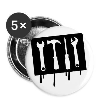 werkzeug symbol icon handwerker - Buttons groß 56 mm (5er Pack) - Weiß - Vorne