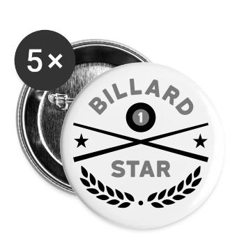 Billard star (Billardqueues, Billardkugel, Sterne) - Buttons groß 56 mm (5er Pack) - Weiß - Vorne