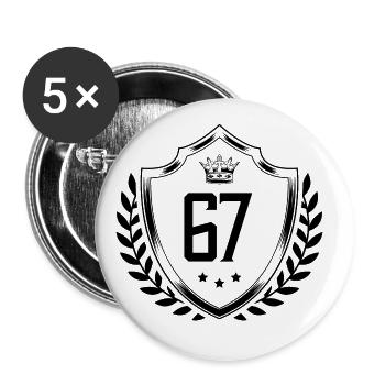 67 Zahl Kranz - Buttons groß 56 mm (5er Pack) - Weiß - Vorne