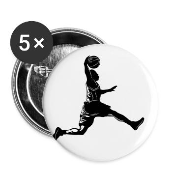 Basketball Silhouette - Buttons large 2.2''/56 mm (5-pack) - white - Front