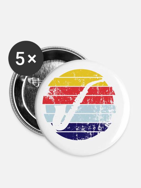 Saxofon - Buttons groß 56 mm (5er Pack) - Weiß