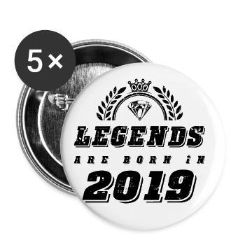 2019 legends born in - Buttons large 2.2''/56 mm (5-pack) - white - Front