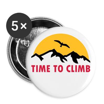 Time to climb (Berge, Sonne im Hintergrund, Vogel) - Buttons groß 56 mm (5er Pack) - Weiß - Vorne