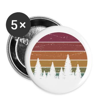 Retro Forest Mountains Randonnée Aventure en plein air - Lot de 5 grands badges (56 mm) - blanc - Devant