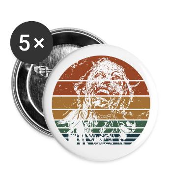 Retro Scary Zombie Face Halloween Trick or Treat - Buttons large 2.2''/56 mm (5-pack) - white - Front