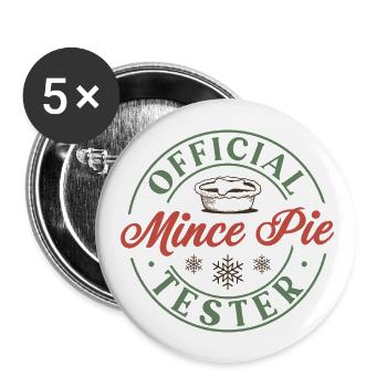 Testeur officiel de tarte hachée - Lot de 5 grands badges (56 mm) - blanc - Devant