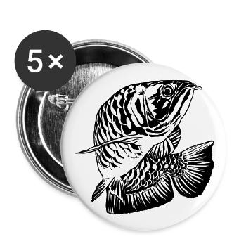 Arowana Fish Graphic Fishes Lover Fishing Gear - Lot de 5 grands badges (56 mm) - blanc - Devant