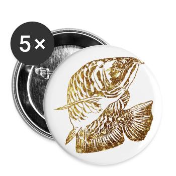 Arowana Fish Gold Graphic Fish Lover Fishing Gear - Lot de 5 grands badges (56 mm) - blanc - Devant