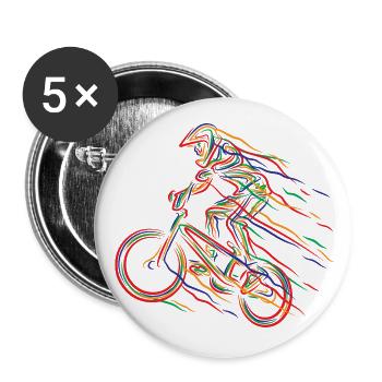BMX Colorful Paint Graphic Biker Freestyle Racing - Buttons large 2.2''/56 mm (5-pack) - white - Front